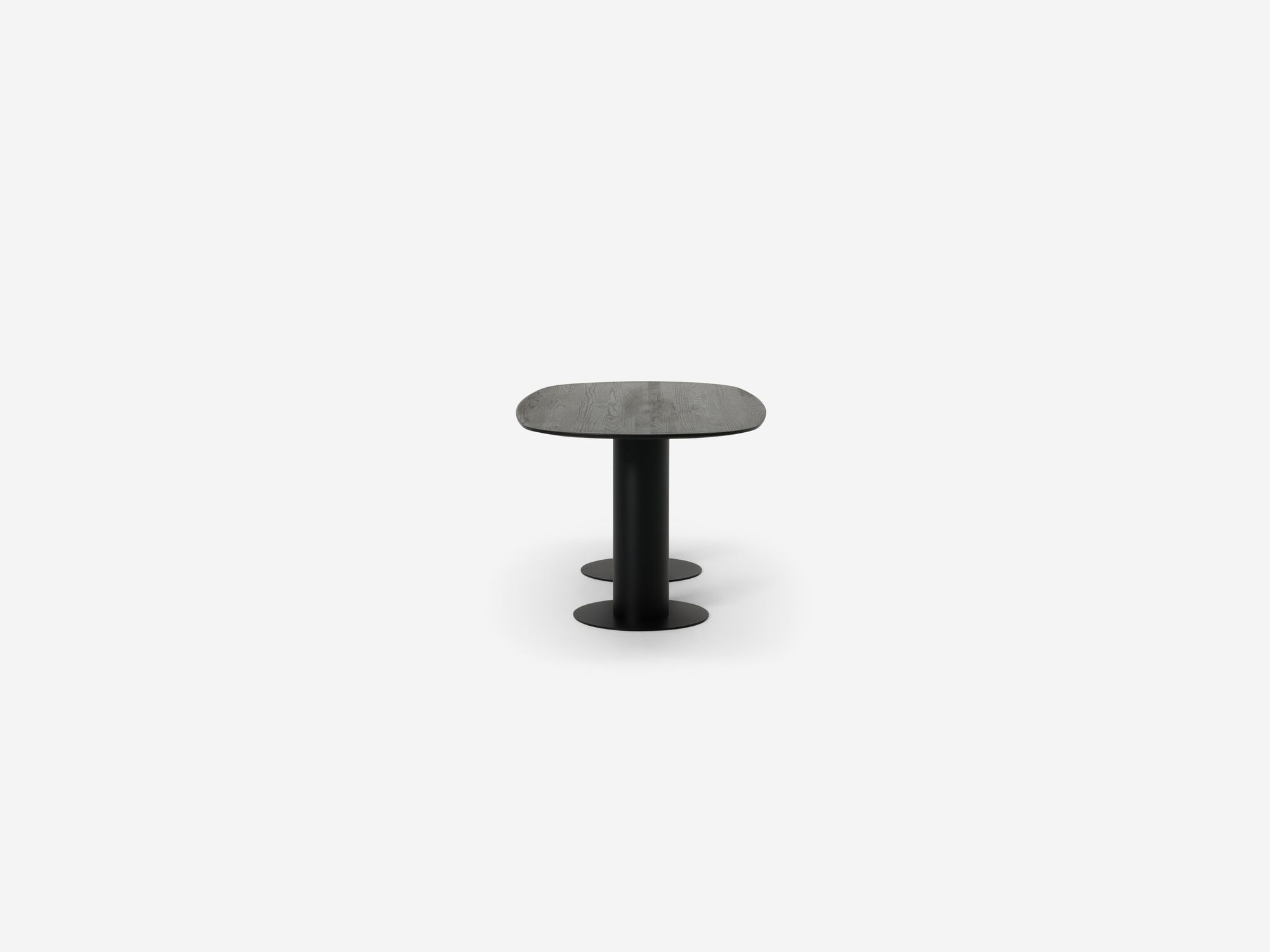 Side view of small black dining table